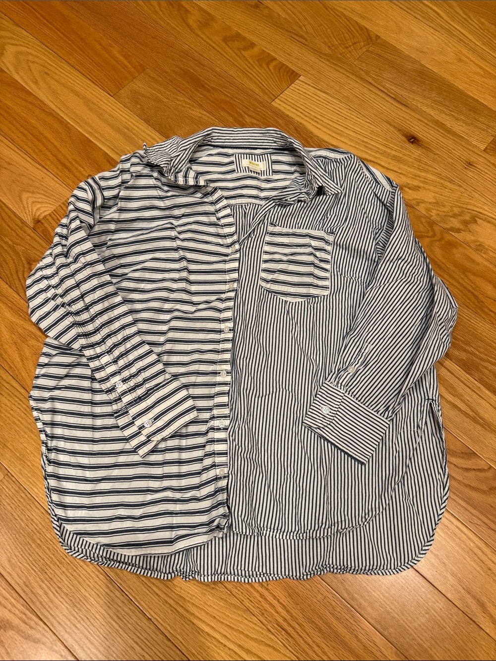 Maeve Navy & White Striped Button-Down Shirt